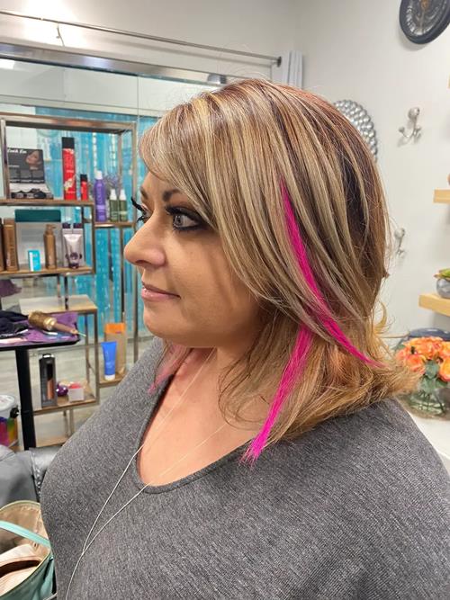 Denver hair extensions, Denver Colorado. An angel with pink.